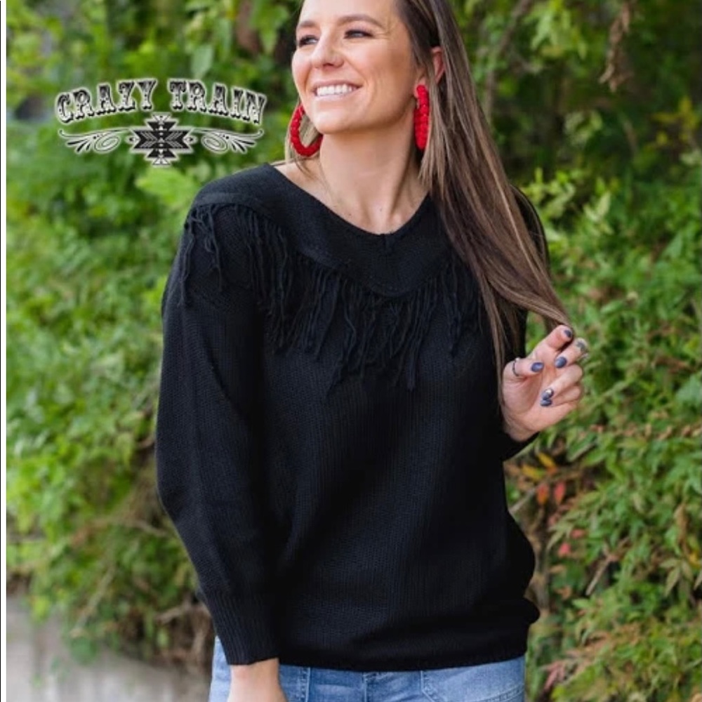 Black fringe sweater